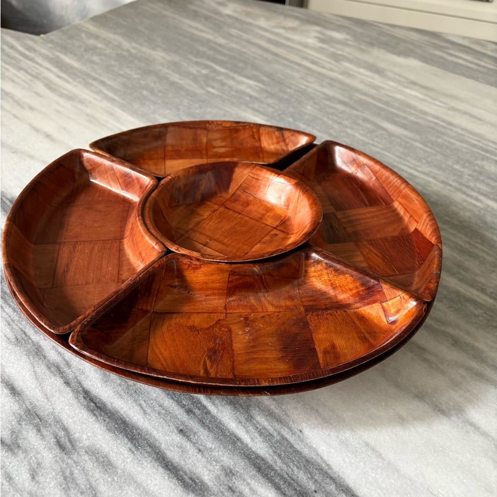 Vintage 1970s turntable condiment tray